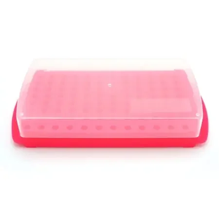 Heathrow Scientific – 96-Well / Reversible Microcentrifuge Tube Rack 96 Place 0.5 mL / 1.5 to 2.0 mL Tube Size Pink 54 X 121 X 264 mm – HS2345E