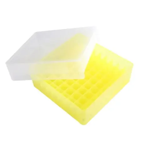 Heathrow Scientific – Cryo Storage Box 1-7/8 X 5-1/8 X 5-1/8 Inch Yellow Polypropylene 81 Tube Capacity – 120038