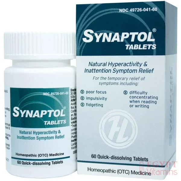 HelloLife Synaptol Tablets – Natural Hyperactivity & Inattention Symptom Relief أقراص سينابتول لتخفيف أعراض فرط النشاط وعدم الإنتباه و لزيادة التركيز 60 قرص سريع الذوبان