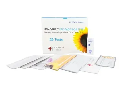 Hemosure – Rapid Test Kit Colorectal Cancer Screening Fecal Occult Blood Test (iFOB or FIT) Stool Sample 20 Tests – PRE-PACK IFOB20