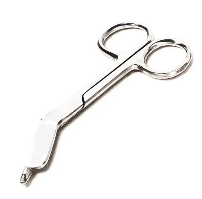 Hopkins Medical Products – Bandage Scissors 5-1/2 Inch Length Stainless Steel Finger Ring Handle Angled Blunt Tip / Blunt Tip – 571001