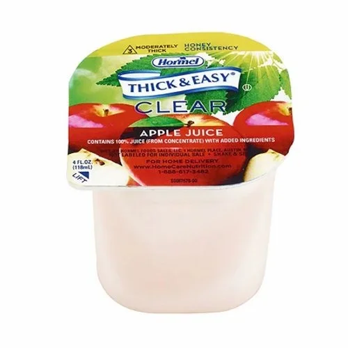 Hormel, Thickened Beverage Thick & Easy 4 oz. Container Portion Cup Apple Juice Flavor Ready to Use Honey C, Count of 24