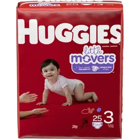 Huggies Little Movers – Unisex Baby Diaper Size 3 Disposable Moderate Absorbency – 49678