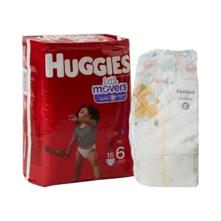 Huggies Little Movers – Unisex Baby Diaper Size 6 Disposable Moderate Absorbency – 49693