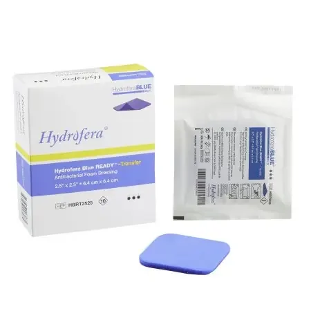 HydroferaBLUE READY-Transfer – Antibacterial Foam Dressing 2-1/2 X 2-1/2 Inch Square Non-Adhesive without Border Sterile – HBRT2525
