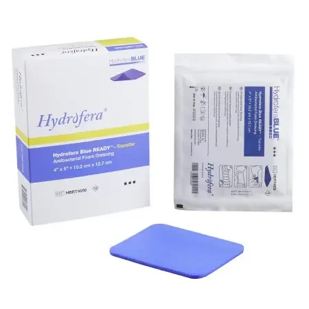 HydroferaBLUE READY-Transfer – Antibacterial Foam Dressing 4 X 5 Inch Rectangle Non-Adhesive without Border Sterile – HBRT4050