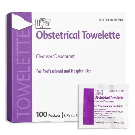Hygea – Obstetrical Wipe Individual Packet BZK (Benzalkonium Chloride) / Ethyl Alcohol Scented 100 Count – D74800
