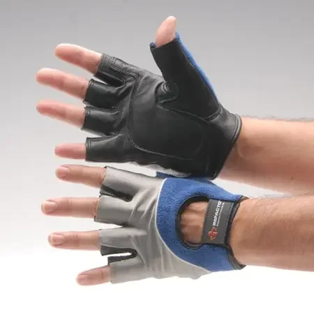 IMPACTO – Impact Glove Half Finger 2X-Large Black / Blue / Gray Hand Specific Pair – 400-00-2XL