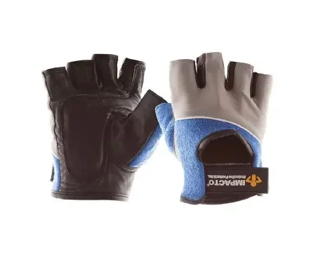 IMPACTO – Impact Glove Half Finger Small Black / Blue / Gray Hand Specific Pair – 400-00-S