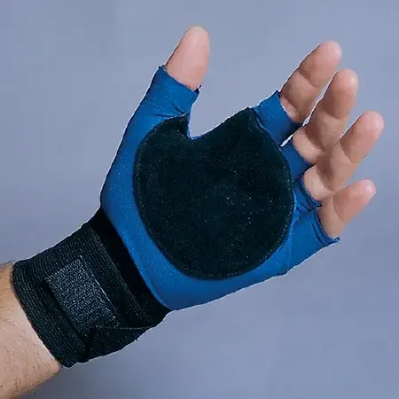 IMPACTO – Impact Glove with Wrist Support Half Finger Medium Black / Blue Left Hand – ER509-L-MED