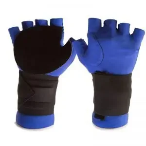 IMPACTO – Impact Glove with Wrist Support Half Finger Small Blue Right Hand – ER509-R-SML