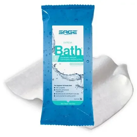 Impreva Bath – Rinse-Free Bath Wipe Soft Pack Aloe Unscented 5 Count – 7987