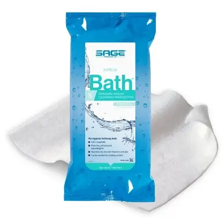 Impreva Bath – Rinse-Free Bath Wipe Soft Pack Aloe Unscented 8 Count – 7988