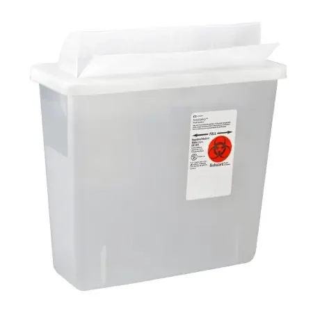 In-Room – Sharps Container 16-1/4 H X 13-3/4 W X 6 D Inch 3 Gallon Translucent Base / Translucent Lid Horizontal Entry Flap Lid – 85221