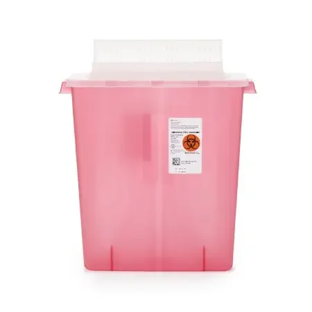 In-Room – Sharps Container 16-1/4 H X 13-3/4 W X 6 D Inch 3 Gallon Translucent Red Base / Translucent Lid Horizontal Entry Flap Lid – 85221R