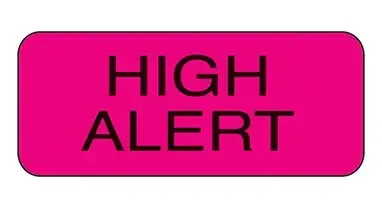 Indeed – Pre-Printed Label Advisory Label Pink Paper High Alert Black Alert Label 5/8 X 1-1/2 Inch – 2968