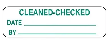 Indeed – Pre-Printed Label Advisory Label White Paper Cleaned-Checked Date_By_ Green 3/4 X 2-1/2 Inch – 17634