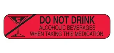 Indeed – Pre-Printed Label Auxiliary Label Red Paper Do Not Drink Alcoholic Beverages When Taking This Medication Black Safety and Instructional 3/8 X 1-5/8 Inch – 2008