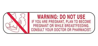 Indeed – Pre-Printed Label Auxiliary Label White Paper Warning Do Not Use If You Are Pregnant, Plan To Become Pregnant Or While Breastfeeding. Consult Your Doctor Or Pharmacist Red Safety and Instructional 3/8 X 1-5/8 Inch – 2765