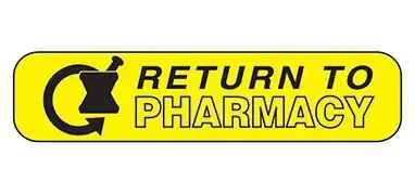 Indeed – Pre-Printed Label Auxiliary Label Yellow Paper Return To Pharmacy Black Safety and Instructional 3/8 X 1-5/8 Inch – 2051