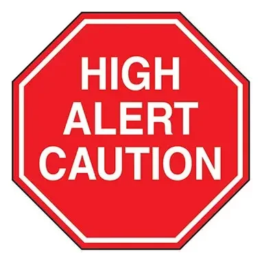 Indeed – Pre-Printed Label Warning Label Red Paper High Alert Caution White Alert Label 2 Inch – 8345