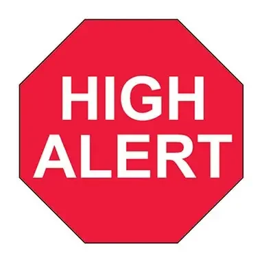 Indeed – Pre-Printed Label Warning Label Red Paper HighAlert White Caution 3/4 Octagon – 18251