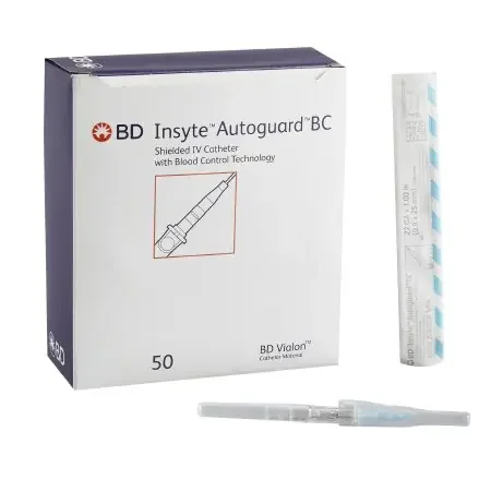 Insyte Autoguard BC – Peripheral IV Catheter 22 Gauge 1 Inch Button Retracting Safety Needle – 382523