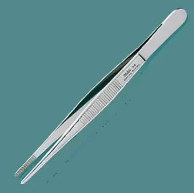 Integra Lifesciences – Dressing Forceps 5-1/2 Inch Length Floor Grade NonLocking Thumb Handle Straight Serrated Jaws – EG6-8