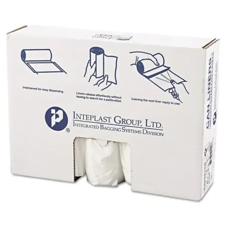 Inteplast Group – Trash Bag 45 gal. Clear HDPE 12 Mic. 40 X 48 Inch Star Seal Bottom Coreless Roll – IBSS404812N