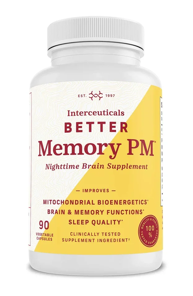 Interceuticals Better Memory PM Nighttime Brain Supplement Promotes Mitochondrial bioenergetics; Brain & Memory Functions; Sleep Quality