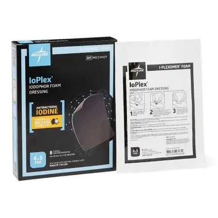 IoPlex – Impregnated Dressing 4 X 5 Inch Hydrophilic Foam Antibacterial Iodine Sterile – MSC5345EP