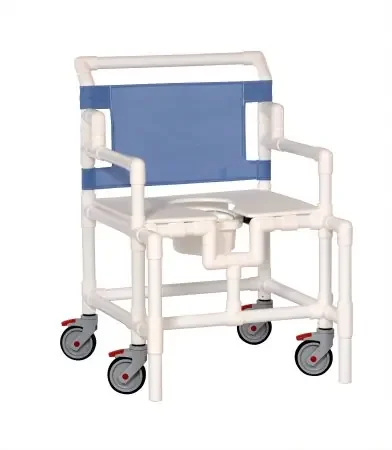 IPU – Bariatric Commode / Shower Chair ipu Fixed Arm PVC Frame Mesh Back 24 Inch Seat Width – SC550P