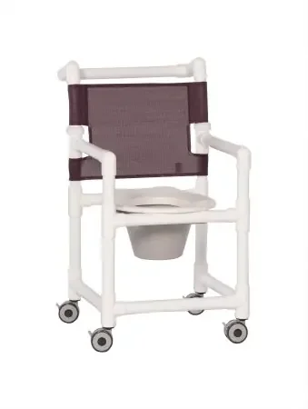 IPU – Commode / Shower Chair Fixed Arm PVC Frame Mesh Back 21 Inch Seat Width – SCC9150PLUM