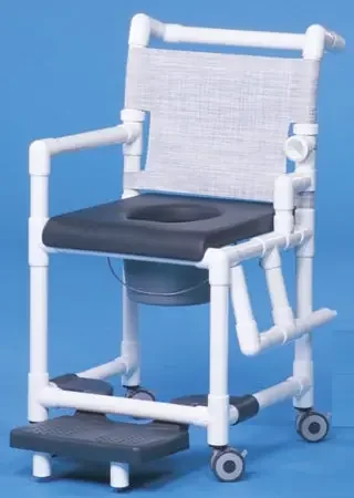 IPU – Commode / Shower Chair ipu Drop Arm – Left PVC Frame Mesh Back 17-1/4 Inch Seat Width – SCC767G