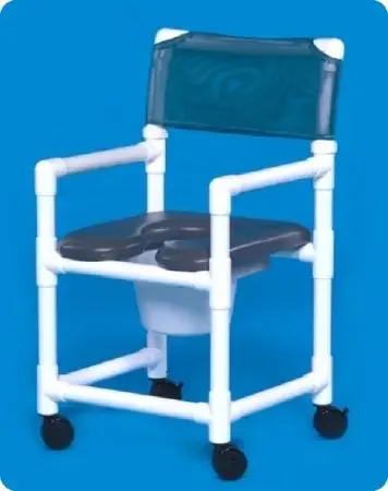 IPU – Commode / Shower Chair ipu Fixed Arm PVC Frame Mesh Back 21 Inch Seat Width – VL OF 17 P