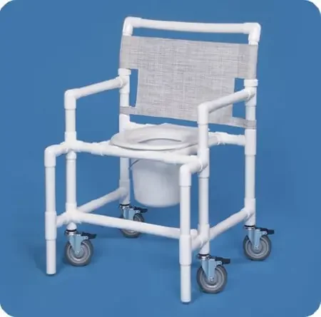 IPU – Commode / Shower Chair ipu Fixed Arm PVC Frame Mesh Back 28 Inch Seat Width – SCC9250 OS