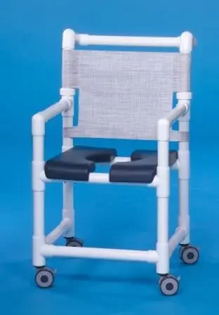 IPU – Shower Chair ipu Fixed Arm PVC Frame Mesh Back 17-1/4 Inch Seat Width – SC716N-BLUE MESH