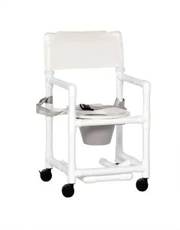 ipu Standard – Commode / Shower Chair Fixed Arm PVC Frame Mesh Back 17-1/4 Inch Seat Width – VL SC17 P FRSB WHITE