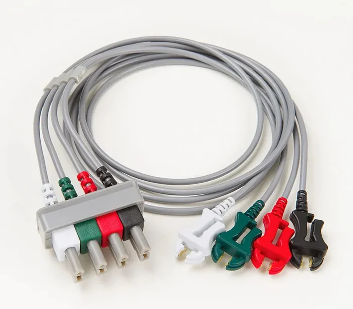 Ivy Biomedical – Metallic ECG Leadwire 24 Inch, Standard, White, Red, Black, Green, 4-Leads, AHA Color Code For 7600, 7800, 7810 Patient Monitor – 590433