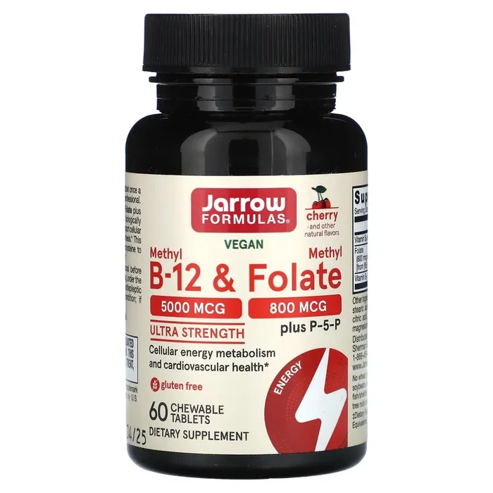 Jarrow Formulas, Methyl B-12 & Methyl Folate, Cherry Flavored, 60 Lozenges