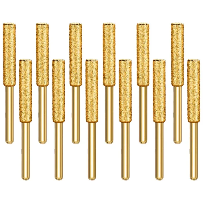 Jiozermi 12 Pcs 5/32 Inch Chainsaw Sharpening Stones Diamond Chainsaw Sharpener Chainsaw Grinding Stone File Golden Chainsaw Accessories for Electric Diamond Sharpening Wheel, 4.0mm