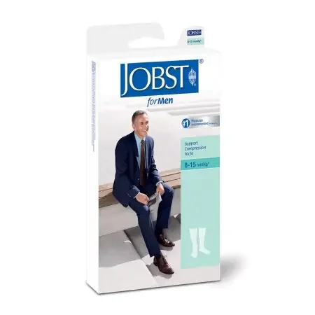 JOBST for Men Classic – Compression Socks Knee High Large White Closed Toe – 110333