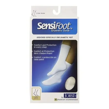 JOBST Sensifoot – Diabetic Compression Socks Crew Large White Closed Toe – 110838