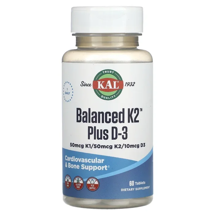 Kal, Balanced K2 Plus D3, 60 Tablets