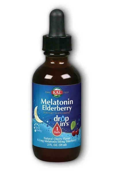 Kal Melatonin Elderberry 0.3 mg Dropins Cherry 2 fl oz Liquid