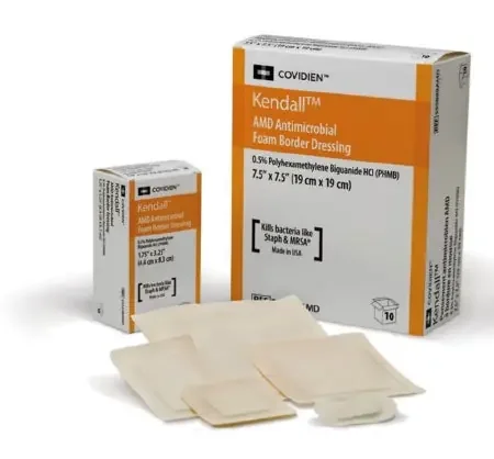 Kendall AMD – Antimicrobial Foam Dressing 7-1/2 X 7-1/2 Inch Square Adhesive with Border Sterile – 55588BAMD