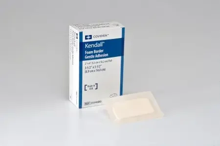Kendall Border Foam Gentle Adhesion – Silicone Foam Dressing 3-1/2 X 5-1/2 Inch Rectangle Silicone Adhesive with Border Sterile – 55546BG