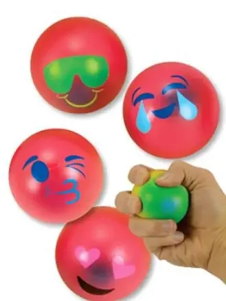 Kids Love Stickers – 12 per Unit Emoji Squeeze Balls Toy Chest 2.5 Inch – 5865