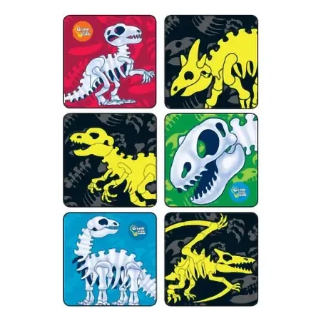 Kids Love Stickers – 90 per Unit Glow-In-The-Dark Dinosaur Bones Sticker – 2893P