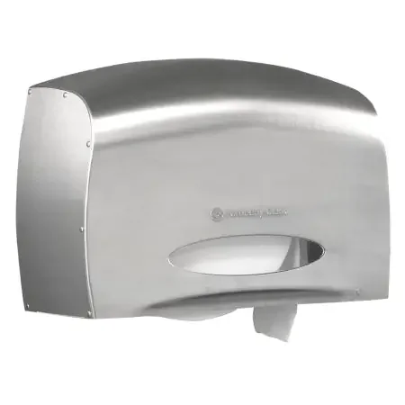 Kimberly-Clark Professional – Toilet Tissue Dispenser Silver Stainless Steel Manual Pull Jumbo Roll Wall Mount – 09601